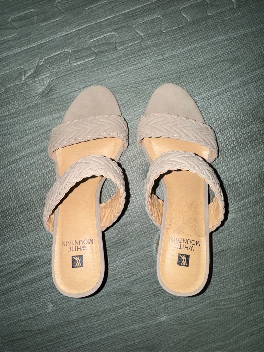 White Mountain Light Beige Braided Slide Sandals